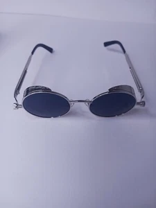 Steampunk Metal Spring Foot Sunglasses Gothic Industrial Chrome Frame - Picture 1 of 9