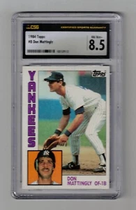 Don Mattingly Rookie RC CSG 8,5 NMT NEUWERTIG 1984 Topps #8 Baseball bewertet Karte - Bild 1 von 2