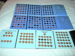 6 BOOKS LINCOLN PENNIES DATING 1909-1975- ALOT OF WHEAT EARS & LINCOLN MONUMENT - Picture 1 of 9