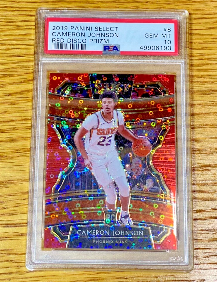 CAMERON JOHNSON 2019-20 Panini Select #8 PSA 10 Rookie RC Red Disco Prizm /49 - Image 1 of 2