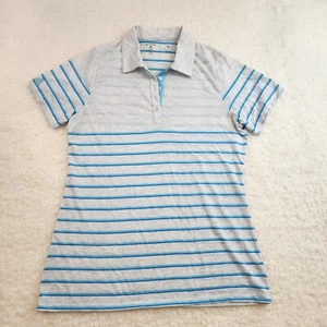 Antigua Polo Top Women M Desert Dry Xtra Lite Golf Active Stripes Summer Tennis - Picture 1 of 9