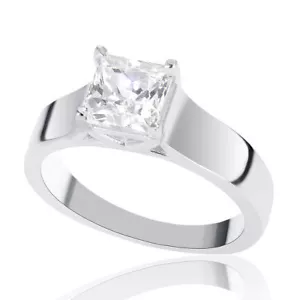 Anello di Fidanzamento 1,00 CT Sposa Principessa Taglio Diamante Oro Bianco 14K E-F/SI1 - Foto 1 di 5