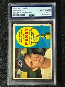 Jim Perry Cleveland Indians 1960 Topps #324 Signed Autograph PSA DNA - Picture 1 of 2