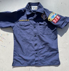 Kid's Boy Scouts of America Shirt Navy Blue Uniform Official M Outdoor Camp - Picture 1 of 11