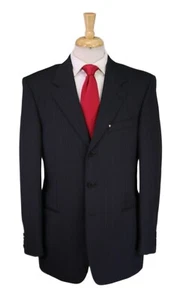 Gianni Versace Couture Vintage 90's Charcoal Black Striped 3B Wool Suit Suit 40R - Picture 1 of 12