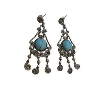 Orecchini blu, orecchini pendenti in argento blu turchese. - Immagine 1 di 4