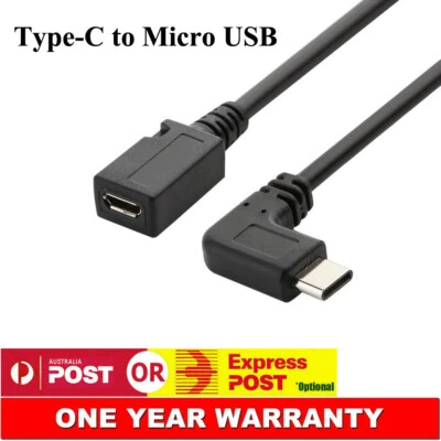 Angle USB 3.1 Type-C Male to Micro USB 5-pin Female Adapter Converter Cable AU - Image 1 of 4
