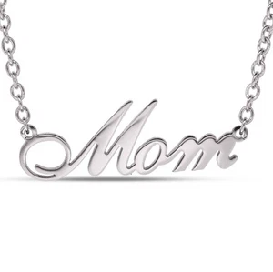Mom Necklace Pendent Silver Name Plate female Personalized Custom Mothers Day - Picture 1 of 10