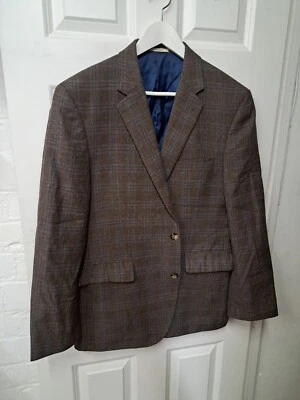 Chester Barrie льняная куртка Blazer Великобритании 42 короткие коричневый чек Savile Row London - Изображение 1 из 4