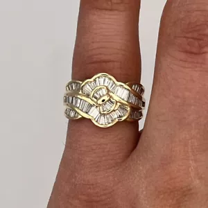 14K Gelbgold konischer Baguettenschliff 2,00ctw Diamant Cocktailring Größe 7 - Bild 1 von 7