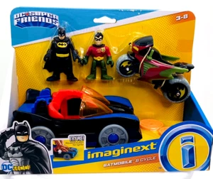 NIB Imaginext DC Super Friends Batmobile & Cycle With Batman Robin Figures 2019 - Picture 1 of 5