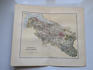 Landkarte Renfrew Schottland um 1900 Vintage Antik - Bild 1 von 2