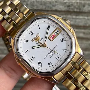 RARE Seiko 5 Superior SKZ046 Square White Dial Automatic Vintage Men Watch - Picture 1 of 8