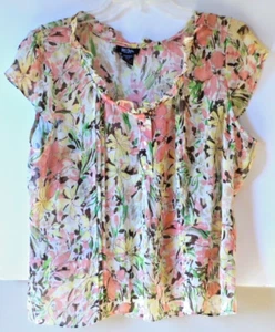 Bob Mackie Studio Sheer Womens Size 10 Sleeveless Top Blouse Ruffle Trim - Picture 1 of 3