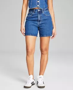 And Now This Women's High Rise Denim Shorts Medium Wash - Picture 1 of 3