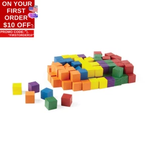 Wood Blocks, Counting Cubes for Kids Math, 1 Inch Blocks for Preschool Crafts, E - Picture 1 of 12