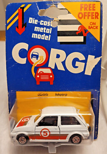 Corgi Austin Mini Metro w/ Card Dated 1984 Gt. Britain ~ Loose Blister ~ White