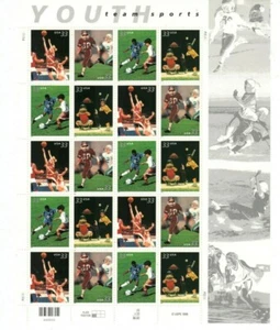 One Sheet of 20- YOUTH TEAM SPORTS 33¢ US USA Postage Stamps # 3399-3402 - Picture 1 of 1