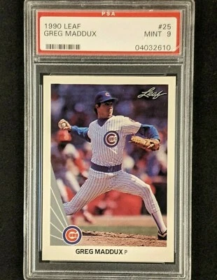 Greg Maddux 1990 Hoja #25 Chicago Cubs Braves Salón de la fama Cy Young Calificado Como Nuevo PSA 9 Foto 1 de 4