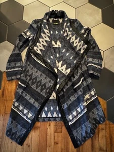 Sam Edelman Manta Azteca Envoltura Suéter Chaqueta Abrigo Azul Tribal talla M Mezcla de Lana - Imagen 1 de 5