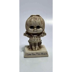 Vintage Big Eye Girl Statue Figurine I Love You This Much Russ Wallace Berries - Picture 1 of 3