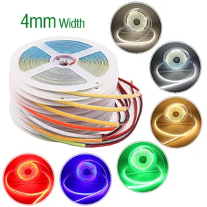 Ultra thin 4mm COB LED Strip DC 12V 24V LED Lighting Tape For Home Kitchen Decor - Picture 1 of 17