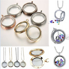 Floating Living Memory Glass Round Locket Charms Pendants Necklace