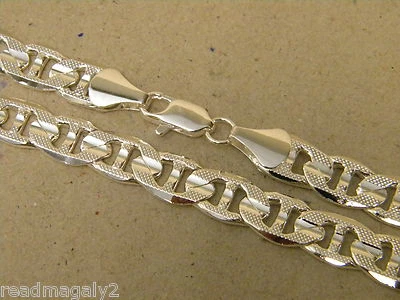 Collar de cadena Mariner chapado en plata para dama y hombre 24 30 pulgadas de largo 9 mm de ancho Foto 1 de 3