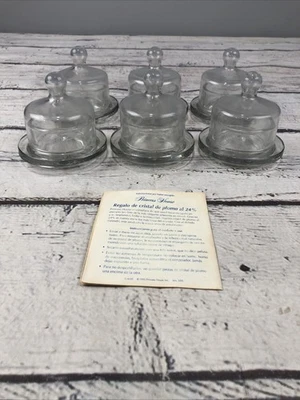 Set Of 6 Princess House Heritage Small Covered Butter Dish Crystal Glass Leaf - Image 1 of 4