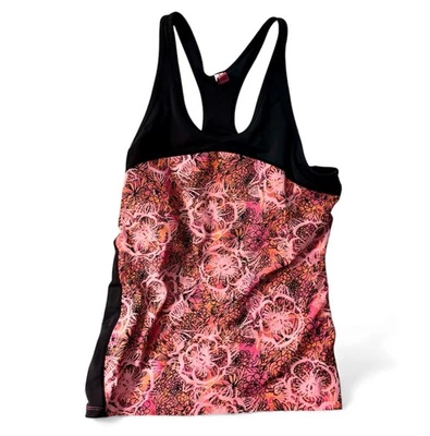 Regata Feminina SkirtSports Triathlon Grande Rosa e Preta Floral Excelente Estado Usado - Imagem 1 de 4