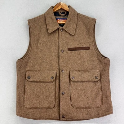 Chaleco de lana Cripple Creek de colección para hombre XL marrón bolsillos a presión patrimonio caza occidental Foto 1 de 4