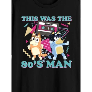NEU Bluey & Bandit Mixtape This Was The 80's Man T-Shirt Neu mit Etikett schwarz Retro Tanzen - Bild 1 von 7
