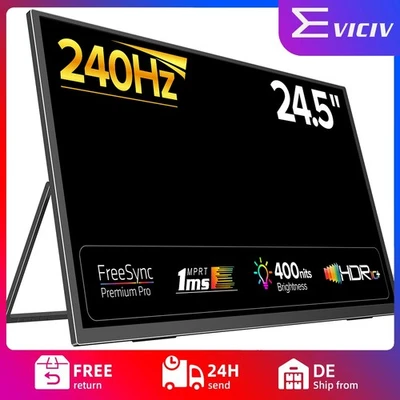 EVICIV 240Hz Portable Monitor, 24,5 Zoll Gaming Monitor with FreeSync HDR 1200:1 - Bild 1 von 4