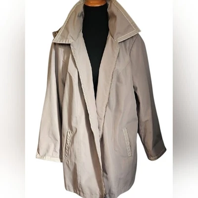 Dennis Basso Luxurious A-line Tan Rain Jacket Coat - Image 1 of 4