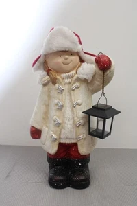 Weihnachten Mädchen Solar Laterne Statue Garten Figur Outdoor Hof Deko Geschenk - Bild 1 von 12