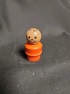 Vintage Fisher Price Little People Wood Red African American Boy Black Hair - Picture 1 of 7
