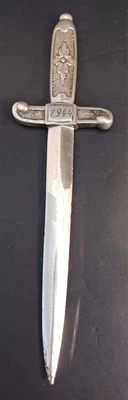 WWII Italian Campaign Chrome Dagger Style LETTER OPENER ROME 1944 Souvenir 9.5" - Image 1 of 4