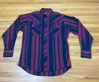 Camisa de Colección Rustler Western Abotonada Para Hombre (16-34/35) Colas X Púrpura Rayas Foto 1 de 4