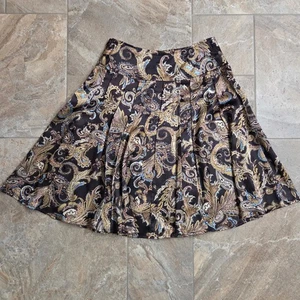 Gonna donna Worthington marrone stampa paisley plissettata midi taglia 8 - Foto 1 di 7