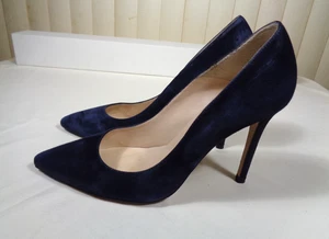 L K Bennett London dark blue leather suede pointed toe pumps EU size 39 ~ EUC - Picture 1 of 24