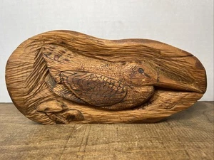 Vintage R. Neil Wooden Hand Carved Bird - signed 1983 - Natural raw design - Picture 1 of 12