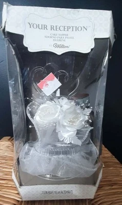 Vintage Wilton Wedding Cake Topper Your Reception White Roses Seed Pearls NEW NI - Image 1 of 3