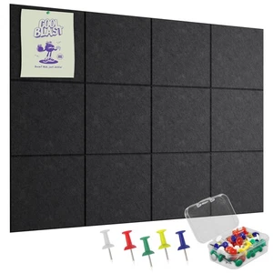 Paquete de 12 Tablero de Corcho Grande para Pared, Tablón de Anuncios Negro con 30 Pushpins, Cor... - Imagen 1 de 6