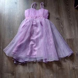 Girls Lilac Purple A Line Sweetheart Organza Ankle Length SleevelessDress Sz 14  - Picture 1 of 13