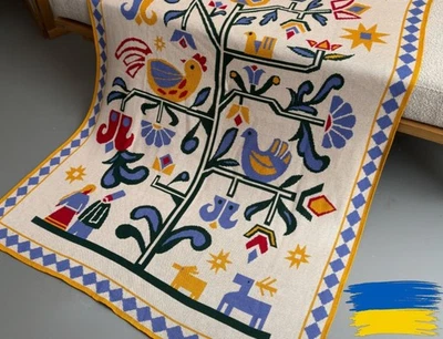 Tree of Life Blanket – Carpathian Ukrainian Design, Unique Folk Patterns - Image 1 of 4