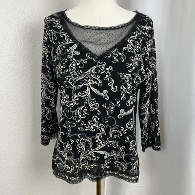 De Colección Emma James Top Mujer Grande Negro Pergamino Malla Hada Capricho Gótico Y2K Foto 1 de 4