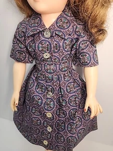 Vintage 50s Ideal Miss Revlon Belted Purple Dress handmade 18" Clothes NO DOLL - Picture 1 of 13