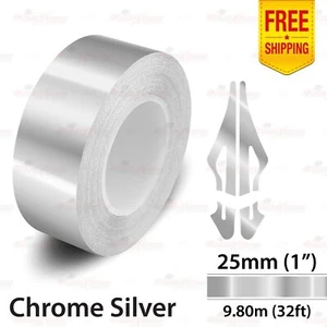 1" 25mm PinStriping Pin Stripe Tape Styling Decal Vinyl Sticker CHROME SILVER - Picture 1 of 14