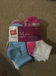 Hanes Girls' Ultimate Cool Comfort Ankle Socks, 14 Pack - Picture 1 of 2