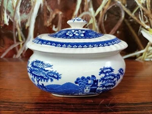 SPODE England,  Blue Tower, schöne Zuckerdose mit Deckel - Picture 1 of 6